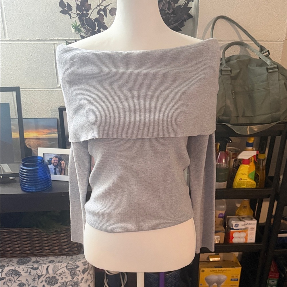 Aritzia Wilfred Heather Chrome Cowl Neck Sweater